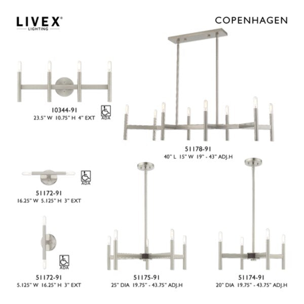 Copenhagen 4 Light Brushed Nickel Mini Chandelier