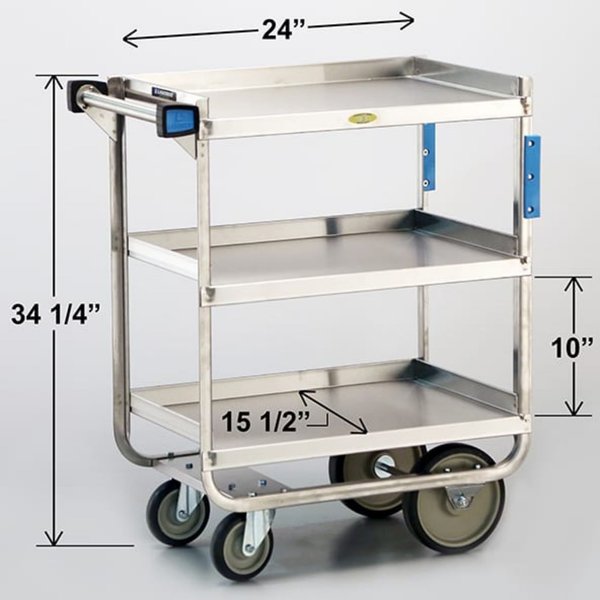 NSF Stainless Steel 3 Shelf Utility Cart; 700 Lb Capacity, 15-1/2