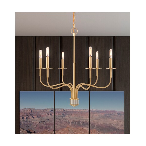 Lisbon 6 Light Satin Brass Chandelier