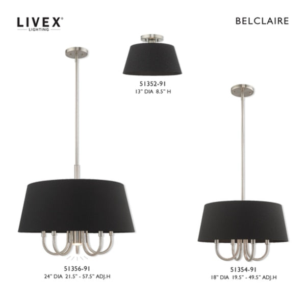 Belclaire 6 Light Brushed Nickel Pendant