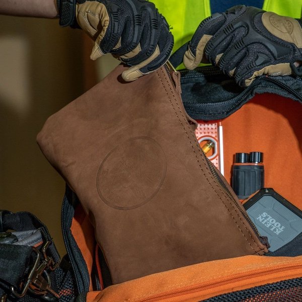 Tool Bag, Top Grain Leather, 1 Pockets, Brown