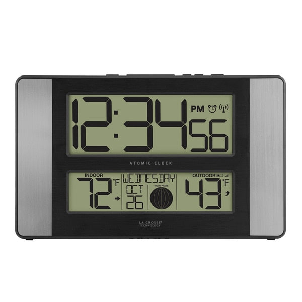 Atomic Dgtl Wall Clock, Temp/Moon Phase