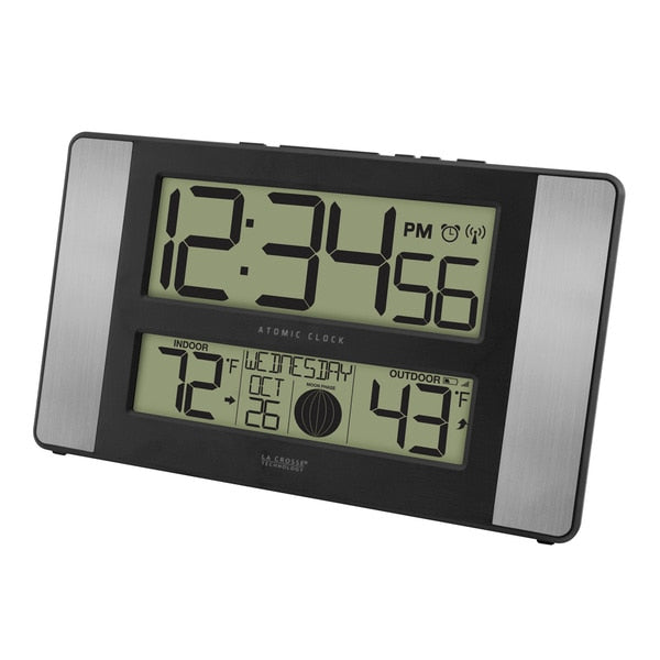 Atomic Dgtl Wall Clock, Temp/Moon Phase