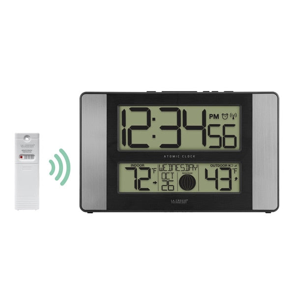 Atomic Dgtl Wall Clock, Temp/Moon Phase