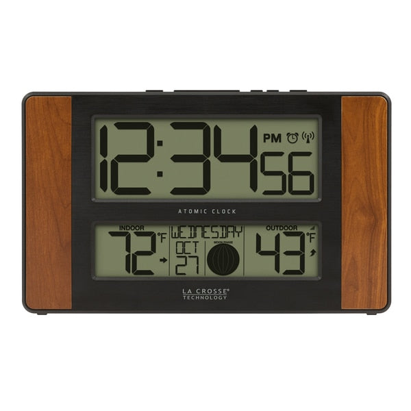 Atomic Dgtl Wall Clock, Temp/Moon Phase