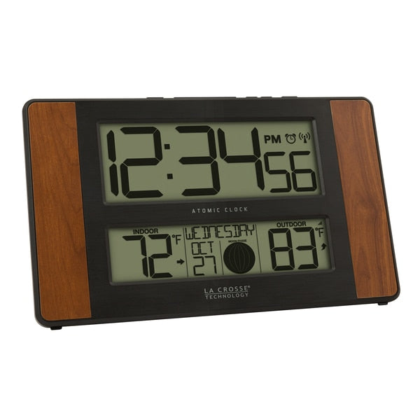 Atomic Dgtl Wall Clock, Temp/Moon Phase