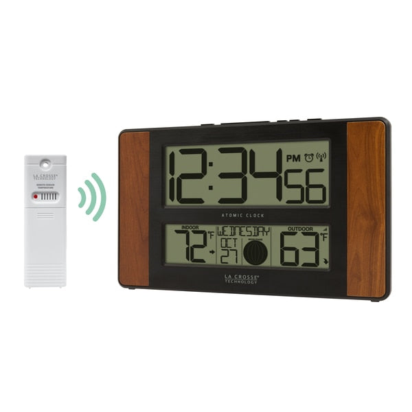 Atomic Dgtl Wall Clock, Temp/Moon Phase