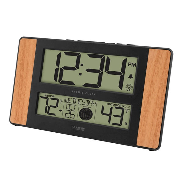 Atomic Dgtl Wall Clock, Temp/Moon Phase