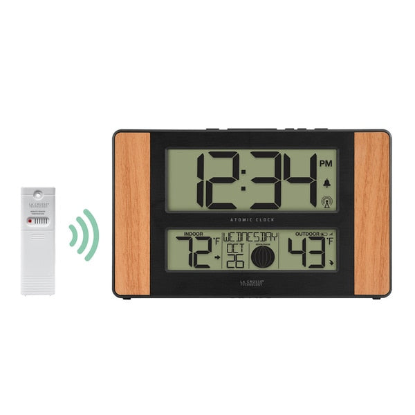 Atomic Dgtl Wall Clock, Temp/Moon Phase