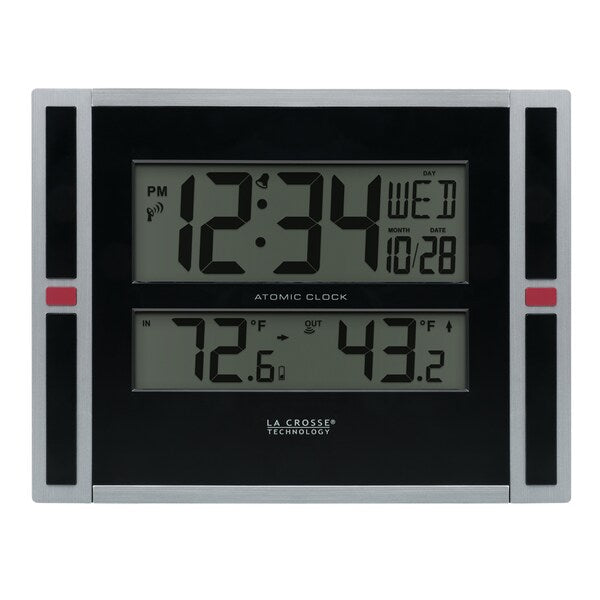 Atomic Digital Wall Clock w In/Out Temp