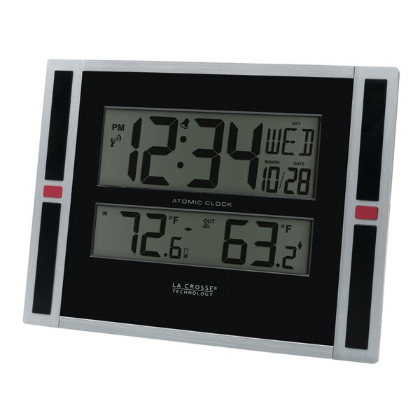 Atomic Digital Wall Clock w In/Out Temp