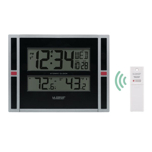 Atomic Digital Wall Clock w In/Out Temp