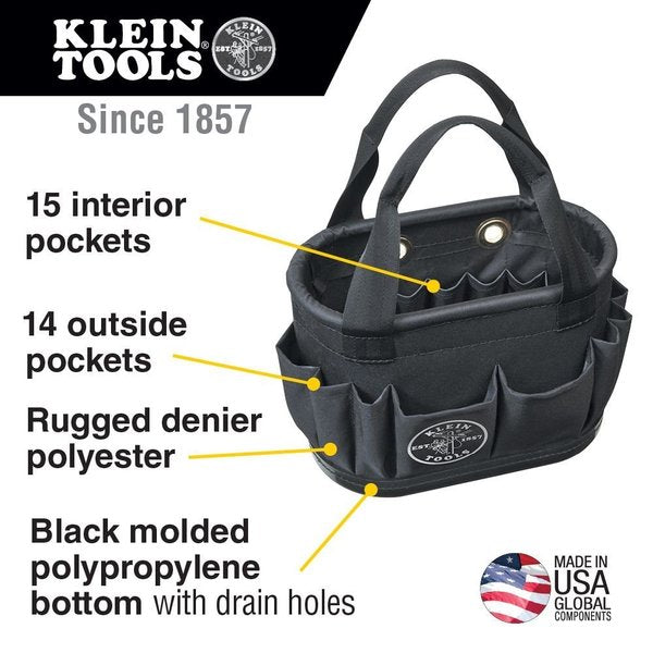 Aerial Bucket, Denier Polyester (Body), Polypropylene (Bottom), Black