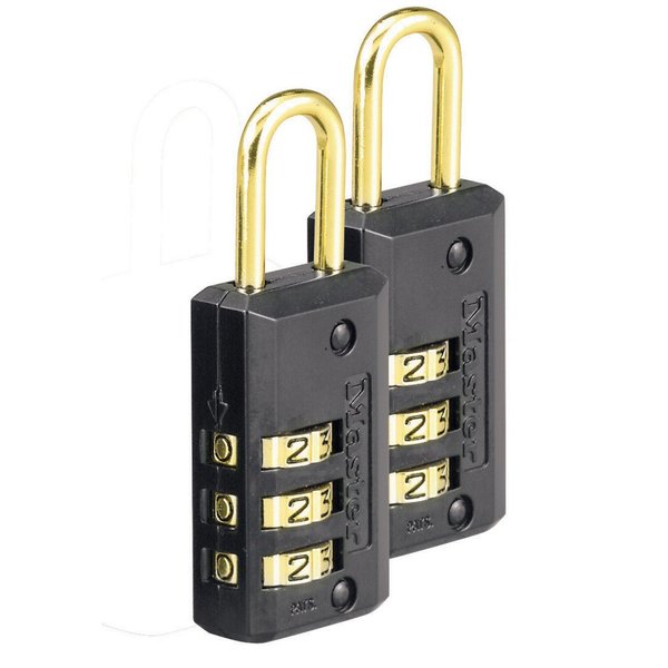 Luggage/Briefcase Padlock, Brass, Side, PK2