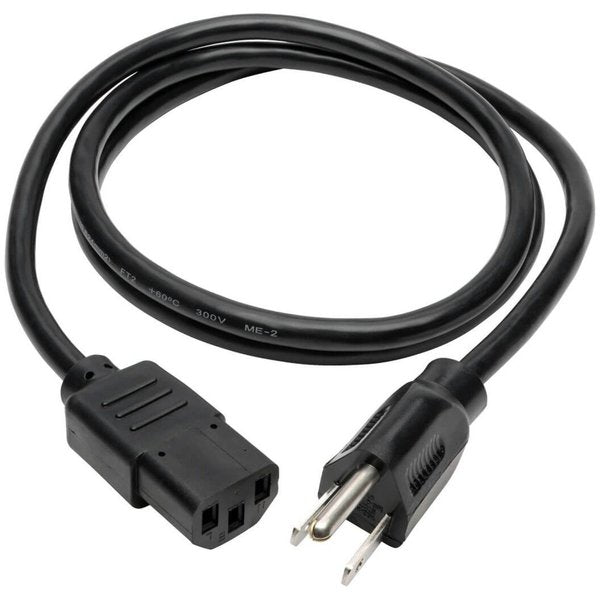 Power Cord, 5-15P to C13, 10A, 18AWG, 4ft