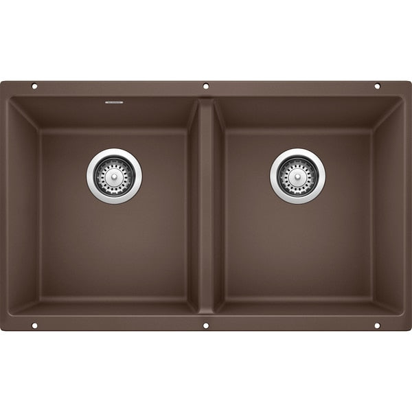 Precis Silgranit 50/50 Double Bowl Undermount Kitchen Sink - Cafe