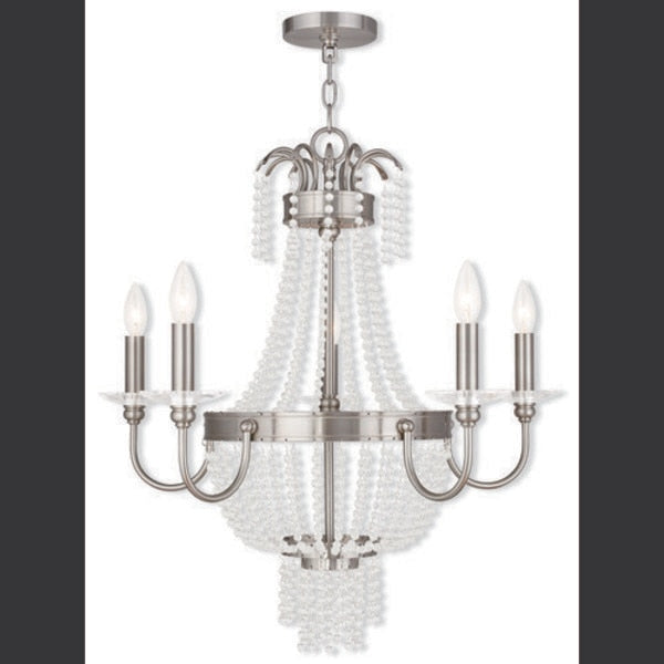 Valentina 5 Light Brushed Nickel Chandel