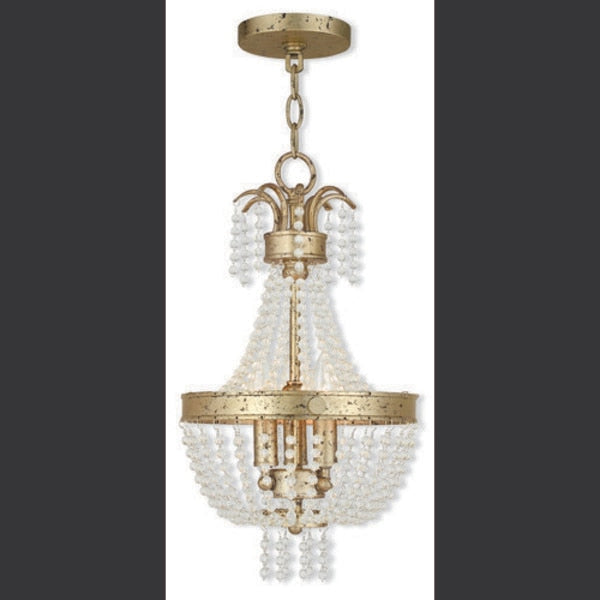 Valentina 3 Light Hand Applied Winter Gold Pendant