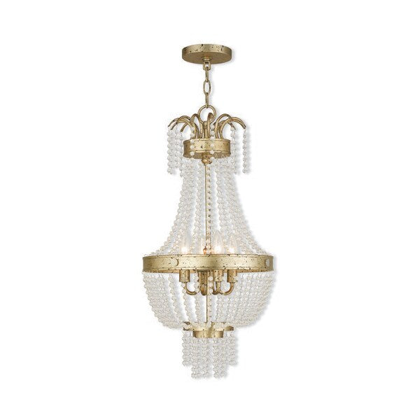 Valentina 4 Light Hand Applied Winter Gold Pendant