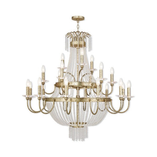Valentina 21 Light Hand Applied Winter Gold Foyer Chandelier