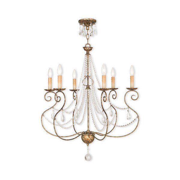 Isabella 6 Light Hand Applied European Bronze Chandelier
