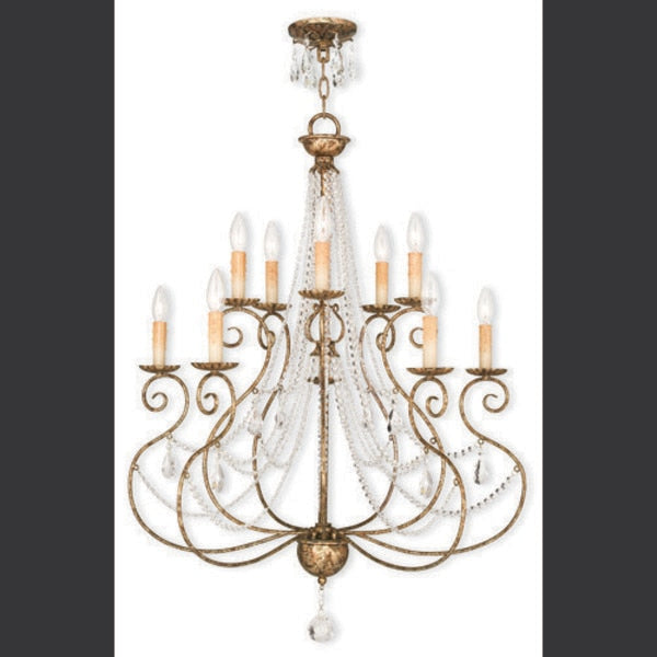 Isabella 10 Light Hand Applied European Bronze Chandelier