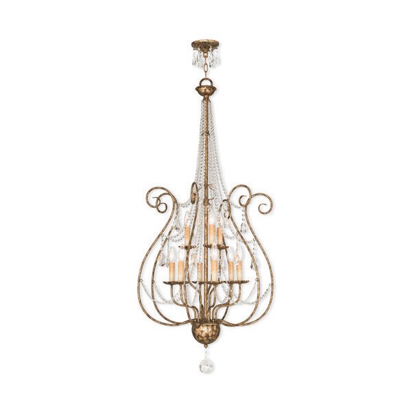 Isabella 9 Light Hand Applied European Bronze Foyer Chandelier