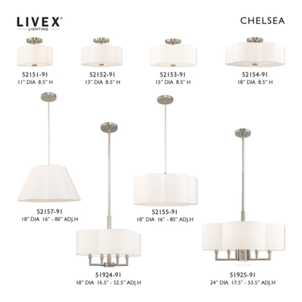 Chelsea 4 Light Brushed Nickel Pendant Chandelier