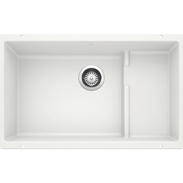 Precis Cascade Silgranit Super Single Undermount Kitchen Sink - White