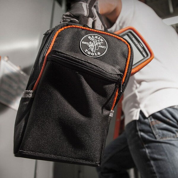 Tool Bag, PVC Coated Polyester, 2 Pockets, Black/Orange, 2-1/4