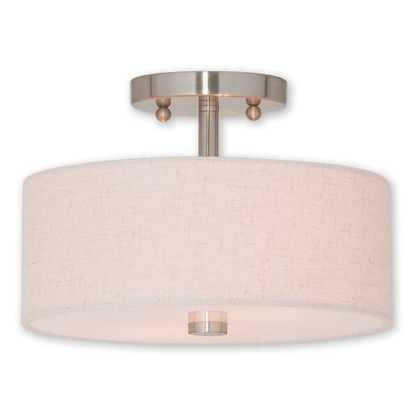 Meridian 2 Light Brushed Nickel Ceiling Mount