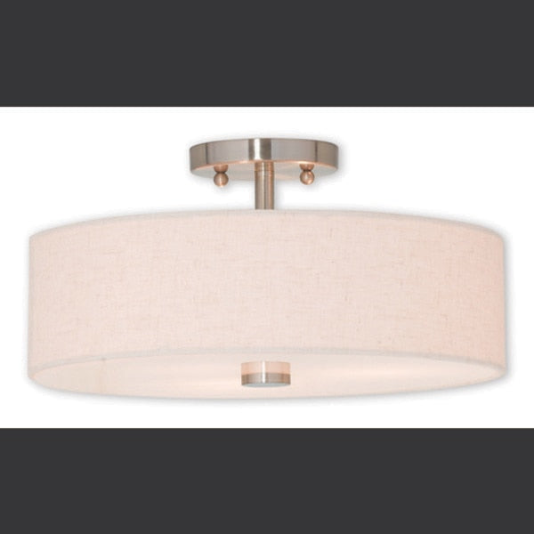 Meridian 3 Light Brushed Nickel Ceiling Mount