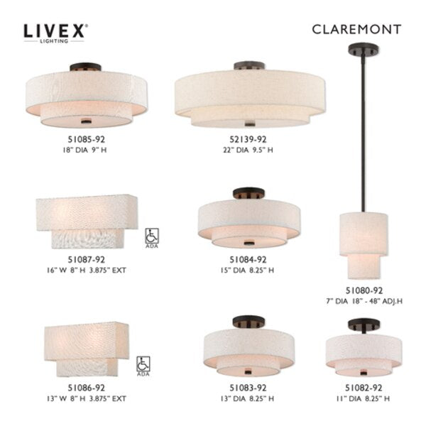 Meridian 5 Light English Bronze Ceiling Mount