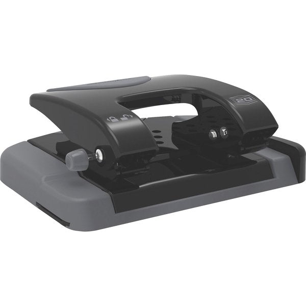Two-Hole Paper Punch, 20 Sheets, Blck/Gray