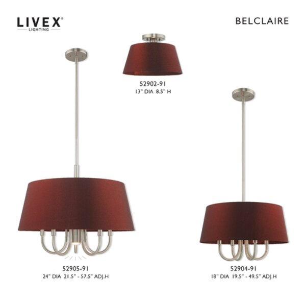 Belclaire 6 Light Brushed Nickel Pendant Chandelier