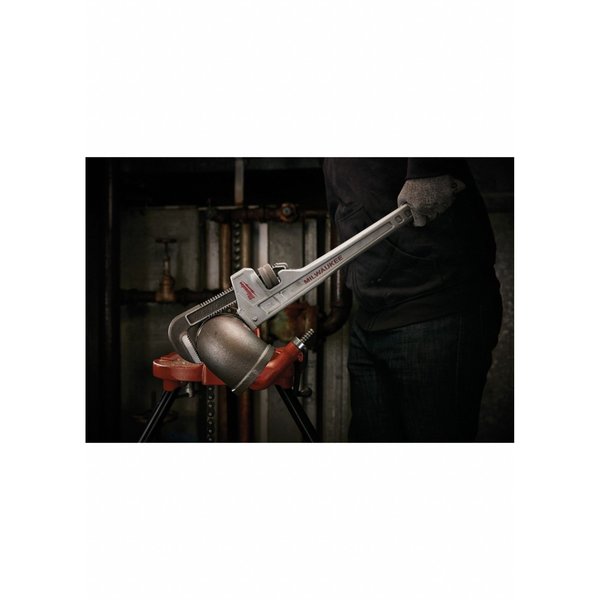 Pipe Wrench, Straight Aluminum, 24 in L, 3 in Jaw Capacity