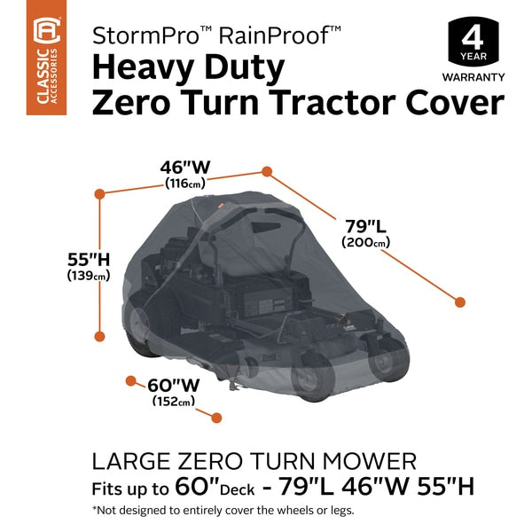 StormPro RainProof Heavy-Duty Zero Turn Tractor Cover, 60