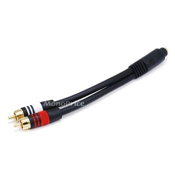 A/V Cable, 3.5mm(F)/2 RCA(M), 6inch