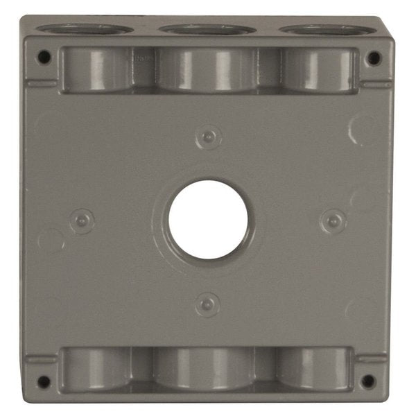 Weatherproof Box, 7 Outlets, Gray, 2-Gang