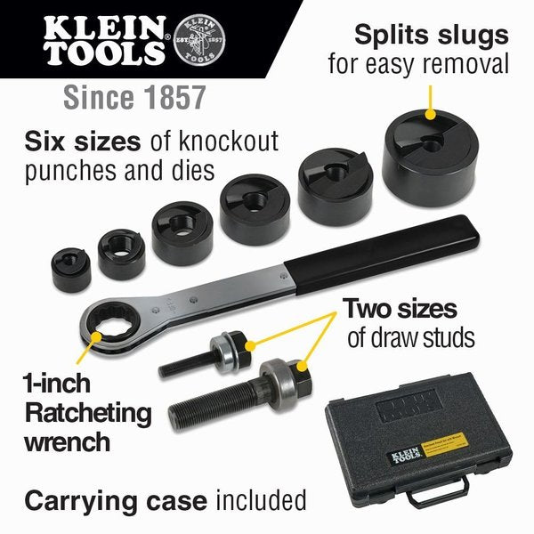 9 Piece Knockout Punch Set with Wrench, 10 ga.