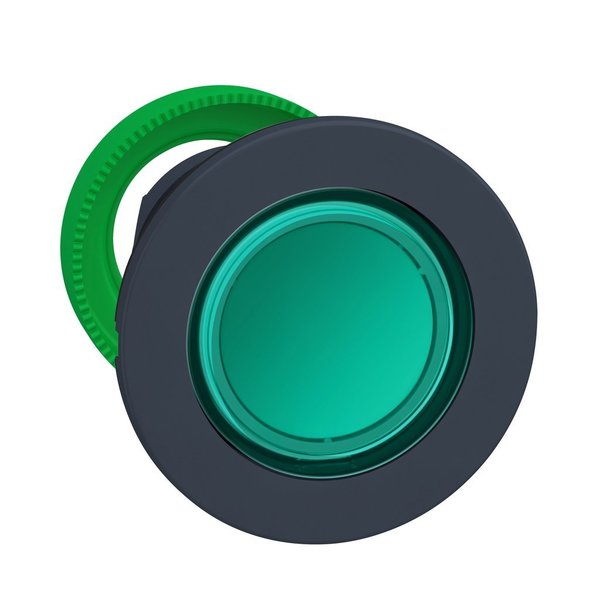 Push Button Green Flush Clear Ring