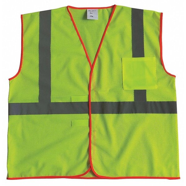 High-Visibility Vest, ANSI Class 1, U-Block, Mesh Polyester, Hook-and-Loop, Lime, Size L/XL