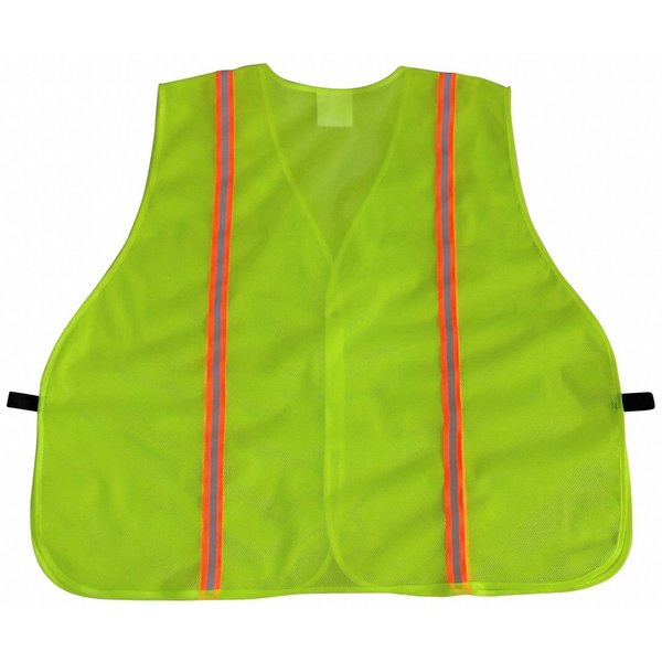 High-Visibility Vest, Vertical Stripe, Lime, Mesh Polyester, Hook and Loop, Universal