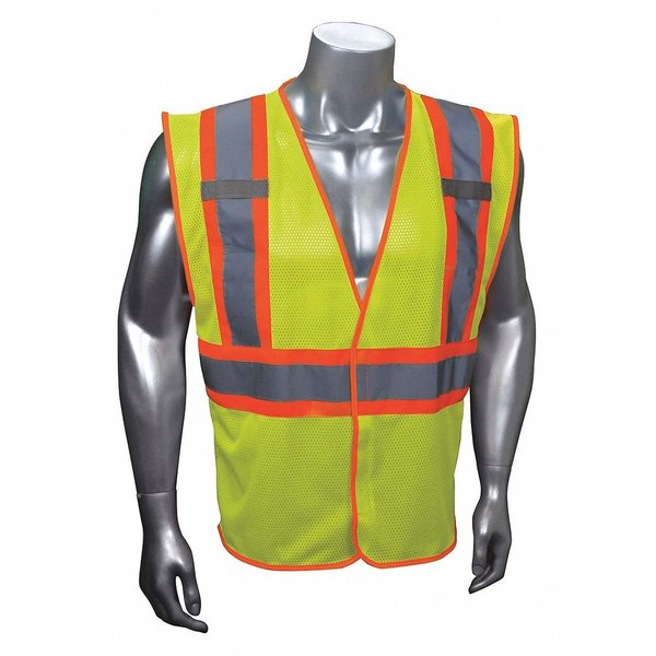 High-Visibility Vest, Type R, ANSI Class 2, U-Block, Mesh Polyester, Hook and Loop, Lime, S/M