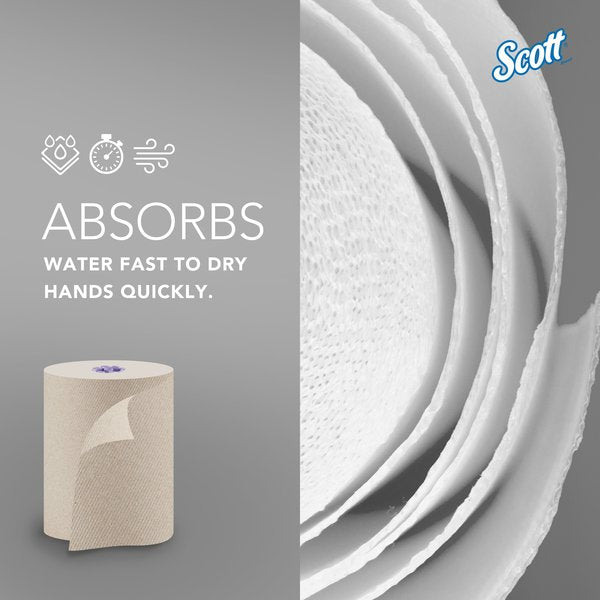 Essential 100% Recycled Brown Hard Roll Towels for Purple Core Dispensers, (700'/Roll, 6 Rolls/Case)