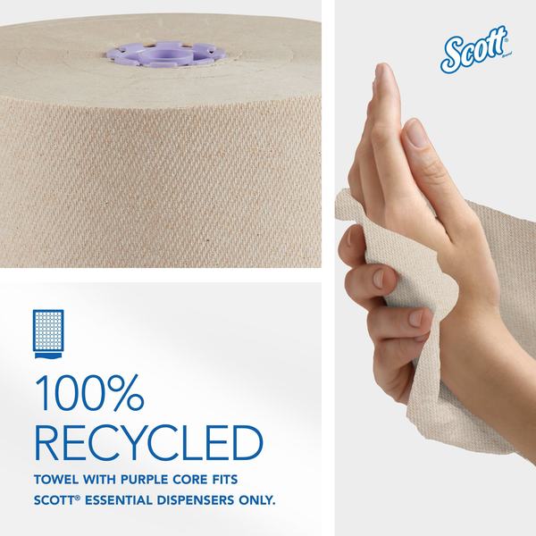 Essential 100% Recycled Brown Hard Roll Towels for Purple Core Dispensers, (700'/Roll, 6 Rolls/Case)