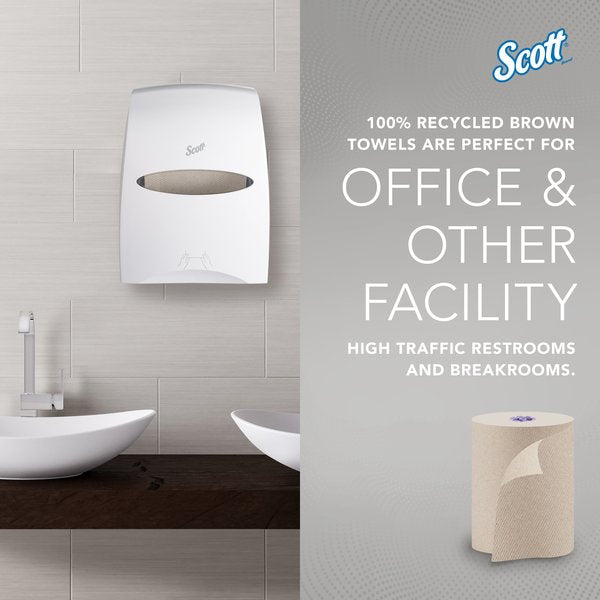 Essential 100% Recycled Brown Hard Roll Towels for Purple Core Dispensers, (700'/Roll, 6 Rolls/Case)