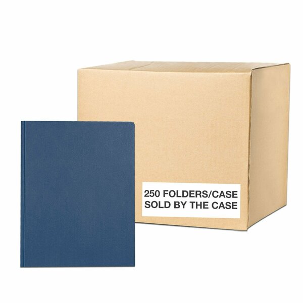 Case of Dark Blue Pocket Folders w/Prongs, 11.75