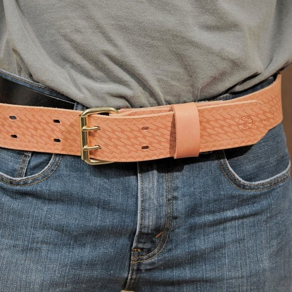 Tan Leather Heavy Duty Embossed Tool Belt, S