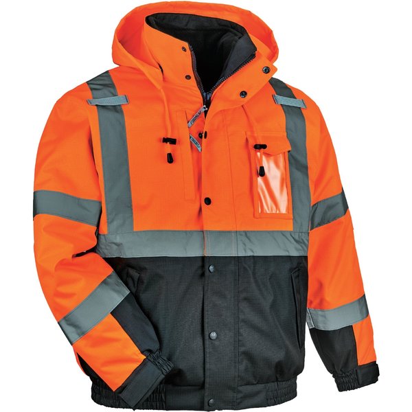 Hi Vis Bomber Jacket, 3-in-1, Orange, Small